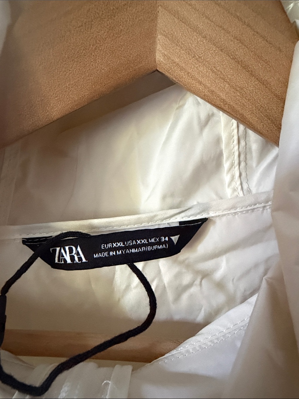 Zara Off-White Hooded Raincoat Oversized Hooded Shiny Pearl Windbreaker - Picture 5 of 5